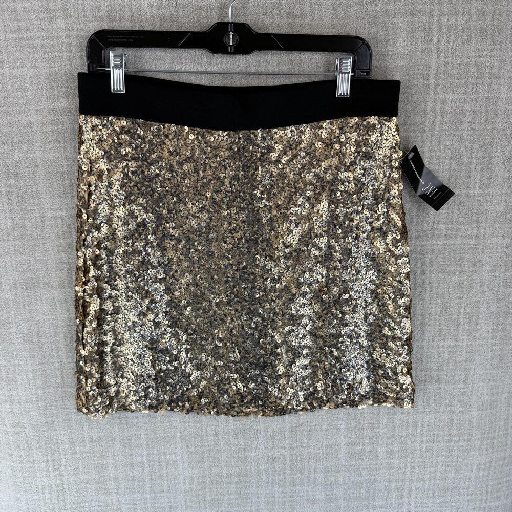 INC International Concepts Skirt Womens 10 Gold Straight & Pencil Short Sequin